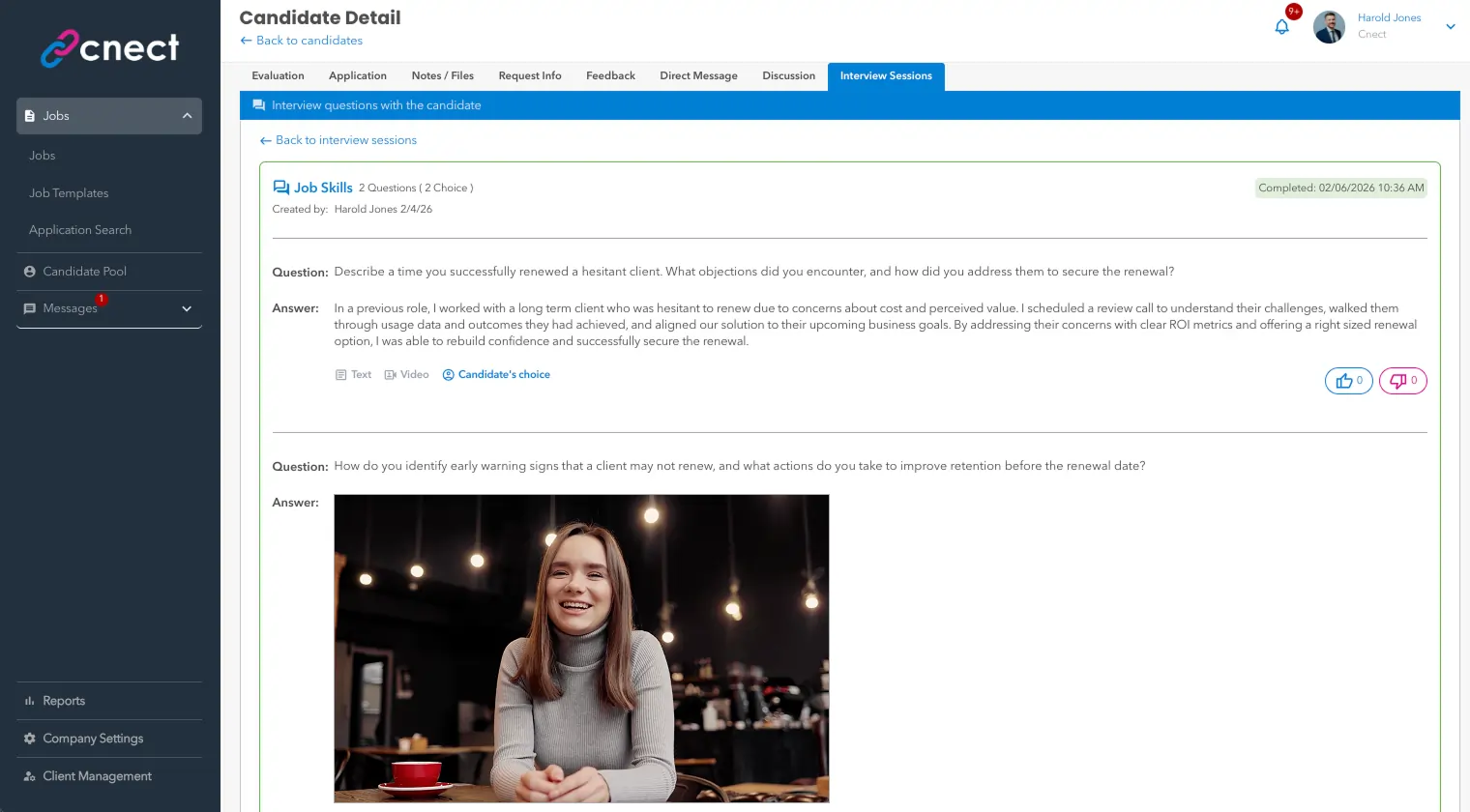 Cnect candidate experience screenshot